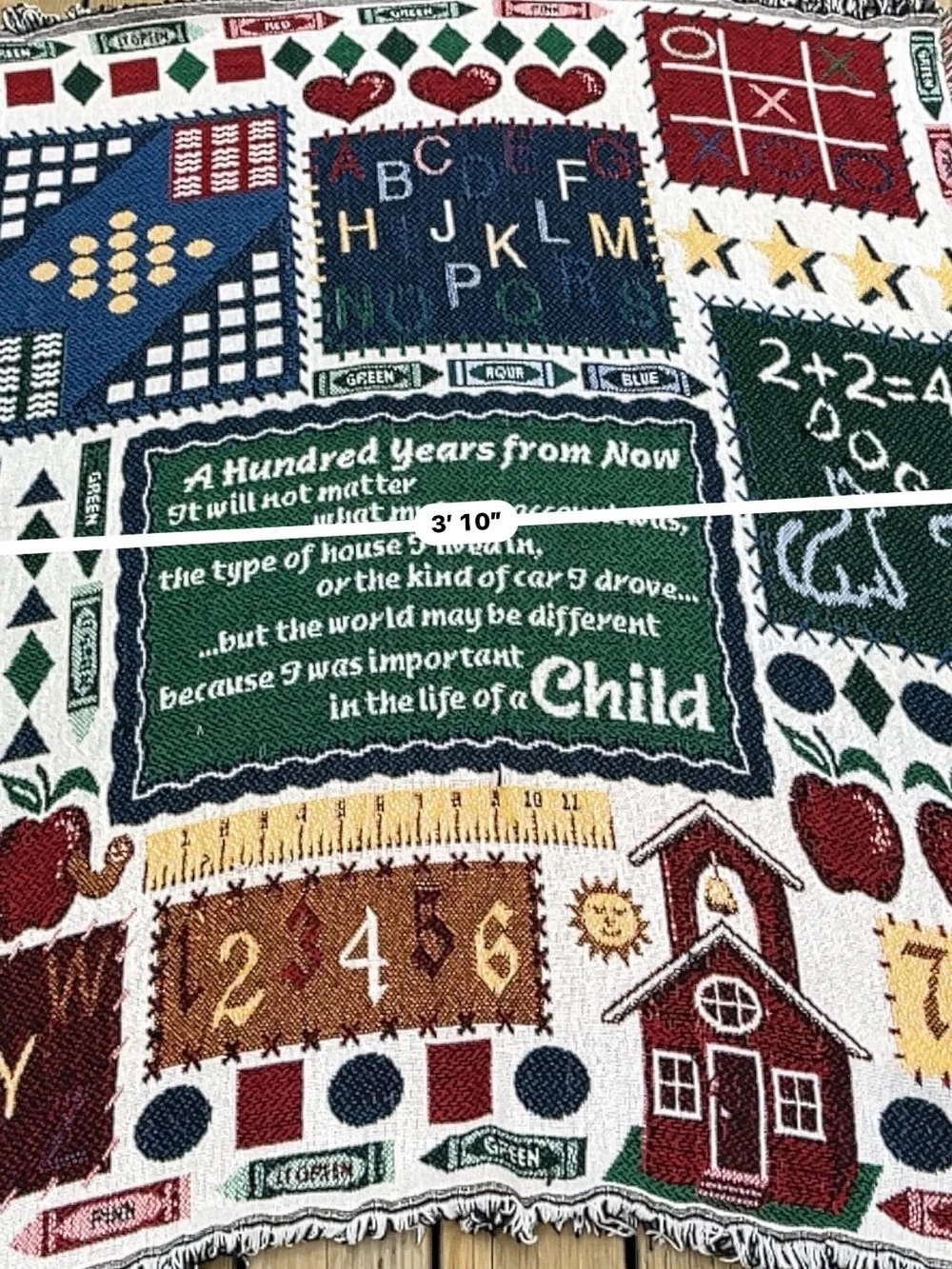 School 100 year Childhood Storywoven Educational Throw Blanket - Multicolor